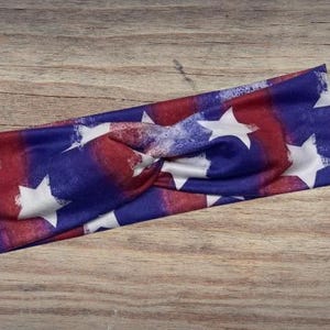 stars, red white blue, 4th of July, Headband, Twisted Headband, Knotted Headband, Turban Headbands, Women's Headbands, Nurse Headbands