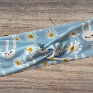 Blue bunny daisies Headband, Twisted Headband, Knotted Headband, Turban Headbands, Womens Headbands, Nurse Headbands, Mom Headbands