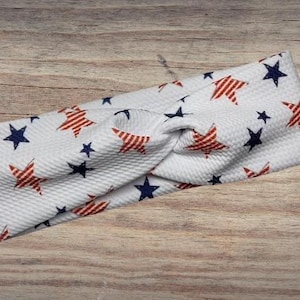 Red, white & blue stars, 4th of July, Headband, Twisted Headband, Knotted Headband, Turban Headbands, Women's Headbands, Nurse Headbands
