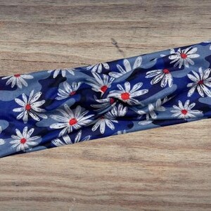 Flowers, red white blue, 4th of July, Headband, Twisted Headband, Knotted Headband, Turban Headbands, Women's Headbands, Nurse Headbands