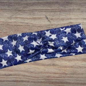 Blue stars red white blue, 4th of July, Headband, Twisted Headband, Knotted Headband, Turban Headbands, Women's Headbands, Nurse Headbands