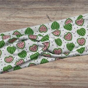 White heart watermelons Headband, Twisted Headband, Knotted Headband, Turban Headbands, Women's Headbands, Nurse Headbands, Mom Headbands