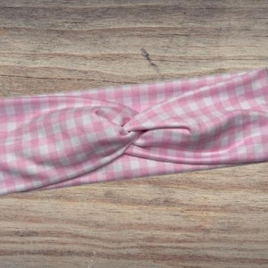 Light pink checker Headband, Twisted Headband, Knotted Headband, Turban Headbands, Women&#39;s Headbands, Nurse Headbands, Mom Headbands, floral