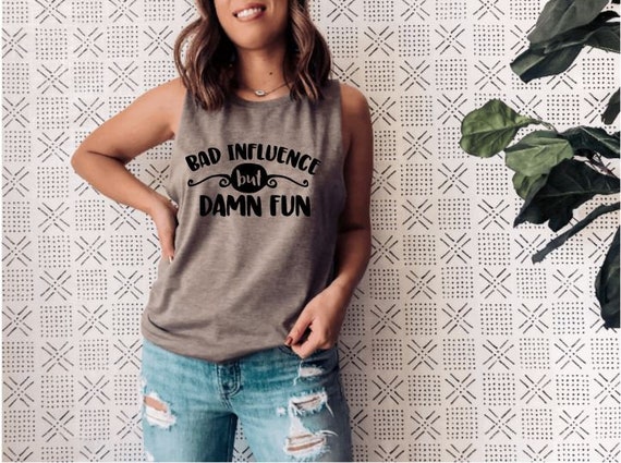 Bad Influence but Damn Fun Funny Athletic Tank Top Gym Top Muscle