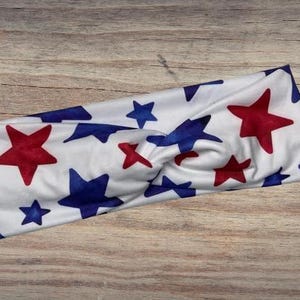 Stars, red white blue, 4th of July, Headband, Twisted Headband, Knotted Headband, Turban Headbands, Women's Headbands, Nurse Headbands