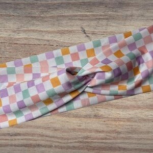 Easter pastel checkers Headband, Twisted Headband, Knotted Headband, Turban Headbands, Women's Headbands, Nurse Headbands, Mom Headbands