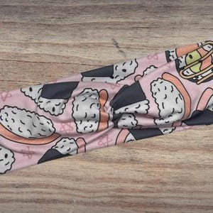 Cute pink sushi Headband, Twisted Headband, Knotted Headband, Turban Headbands, Women&#39;s Headbands, Nurse Headbands, Mom Headbands, floral