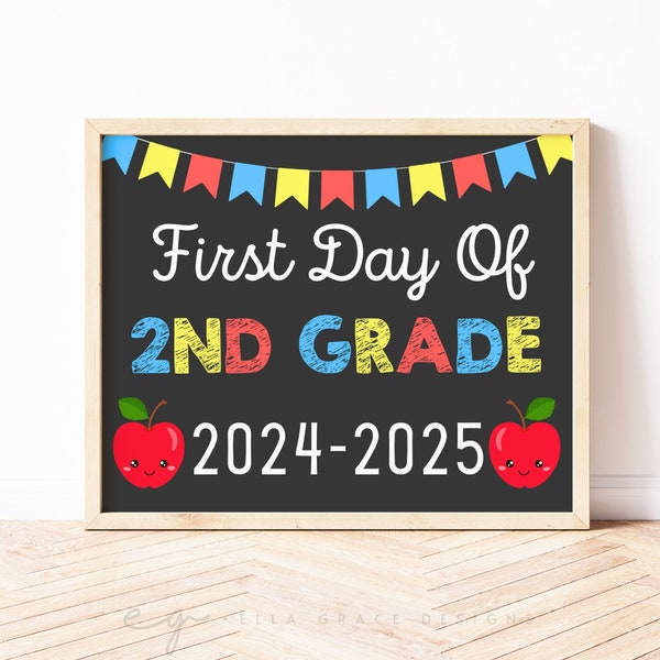 First Day of Second Grade Sign, First Day of School Sign, Second Grade Chalkboard Sign, First Day of School Printable Photo Prop, 2nd Grade