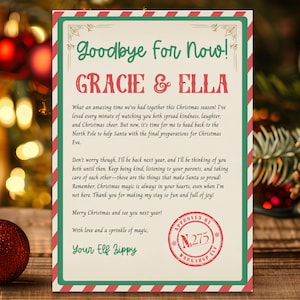 Carta de despedida de elfo editável Carta de partida de elfo Carta de despedida de elfo Carta de despedida de elfo de Natal Carta de despedida de elfo por enquanto Download instantâneo