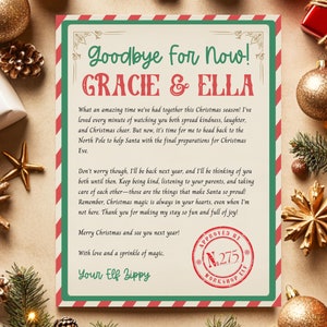 Carta de despedida de elfo editable Carta de partida de elfo Carta de despedida de elfo Carta de partida de elfo de Navidad Carta de despedida por ahora Descarga instantánea