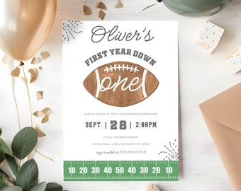 First Year Down Digital Invite, 1st Year Down Digital Invitation, First Year Down Football Invitation, First Year Down Invitation