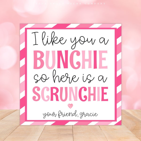 Scrunchie Valentine Printable Etsy Scrunchie Valentine Printable Etsy