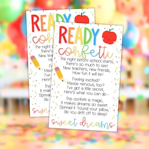 Ready Confetti For School, Ready Confetti For Kindergarten, Ready Confetti Back To School, Ready Confetti Printable