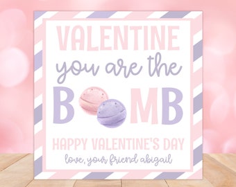 Etiqueta de San Valentín de bomba de baño, San Valentín de bomba de baño para niños, Bomba de baño San Valentín imprimible, Bombas de baño San Valentín