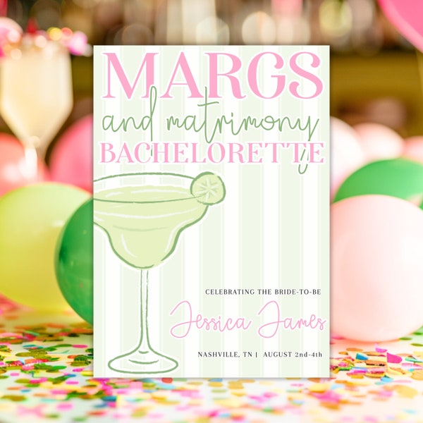 Margs And Matrimony Invite, Margs And Matrimony Digital Invite, Margs And Matrimony Bachelorette Invite, Margaritas And Matrimony