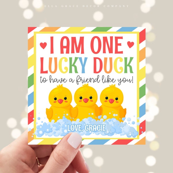 Rubber Duck Valentine Printable, Duck Valentine Printable, Duck Valentines Day Tag, Lucky Duck Valentine Editable, Duck Valentines Day Cards