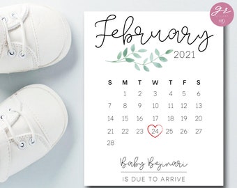 Download Pregnancy Announcement Calendar Etsy