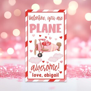 Editable Airplane Valentine's Day Gift Tag