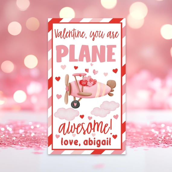 Editable Airplane Valentine's Day Gift Tag, Valentine You Are Plane Awesome Airplane Friend School Tag, Valentine Gift Tag, Instant Download
