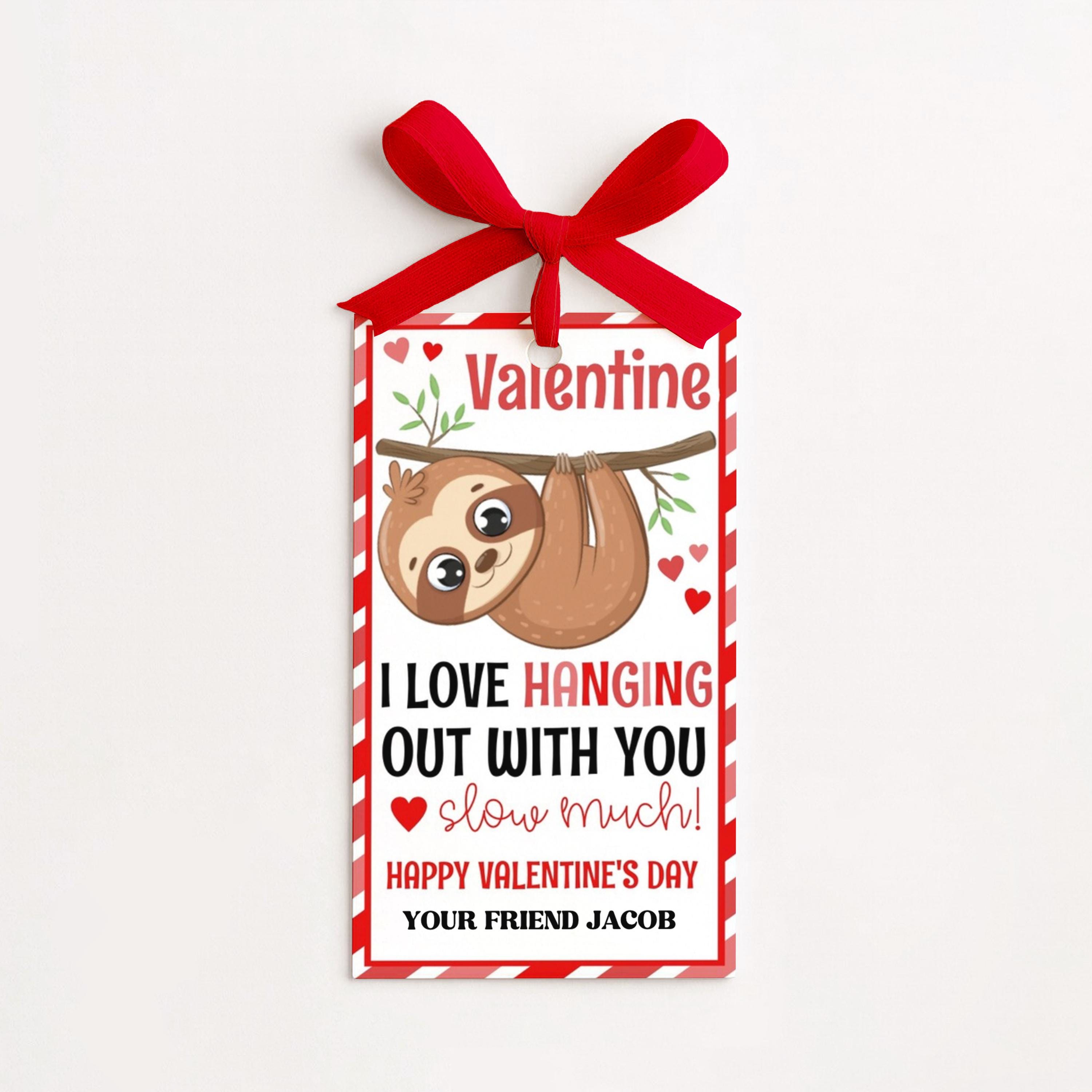 Sloth Valentine Tags for Kids Printable Classroom Exchange Valentine ...