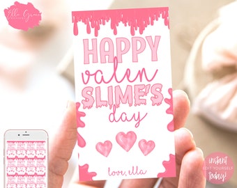 Editable Slime Valentine's Day Printable Tag, Non Food Valentine, Valentine Tags, Class Valentine, Slime Valentine, ValenSLIMES Day