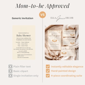 Editable baby shower invitation featuring pie graphic and warm tones, ideal for a sweet and cozy shower theme.