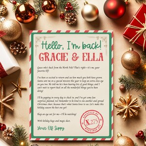 Editable Elf I'm Back Letter Elf Arrival Letter Elf Return Letter Christmas Elf Welcome Back Letter Instant Download for Kids