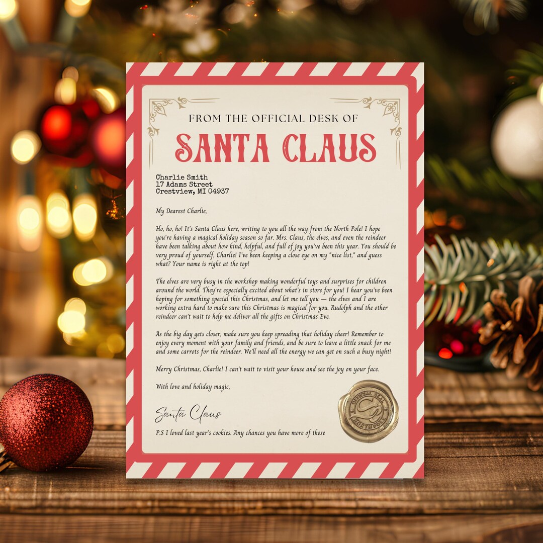 Editable Official Letter From Santa Claus Letter From the Desk of Santa ...