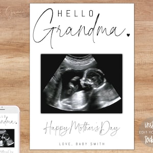 Annonce de bébé de la fête des mères Carte imprimable modifiable pour maman, annonce de grossesse personnalisée grand-mère, 5x7 pouces, bricolage instantané