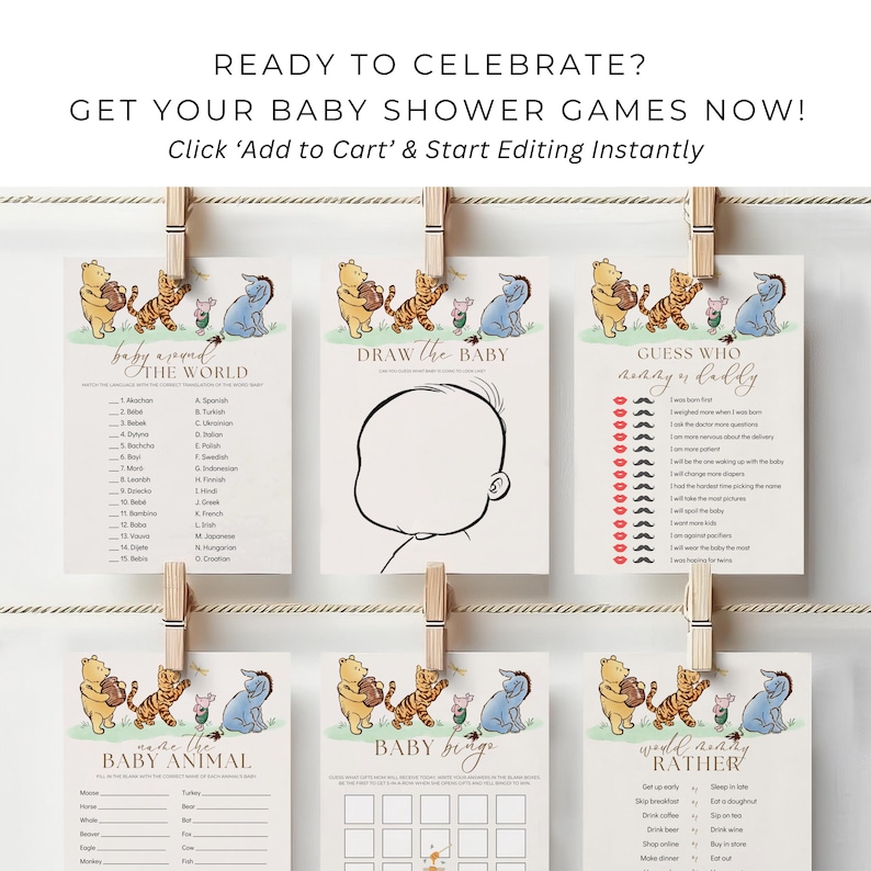 Editable Winnie The Pooh Classic Party Games