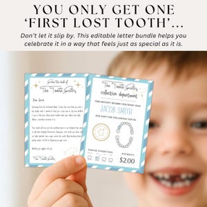 High-quality Tooth Fairy printable set includes envelope, editable letter, and receipt for a fun under-pillow surprise.