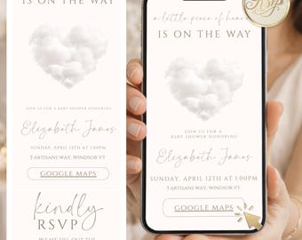A Little Piece Of Heaven Baby Shower Invitation - Gender Neutral Digital Invite - Interactive RSVP And Registry Link