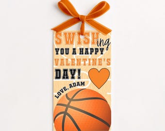 Editable Basketball Valentine's Day Gift Tag, Valentine You're A Slam Dunk Basketball Tag, Classroom School Valentine Tag, Instant Download