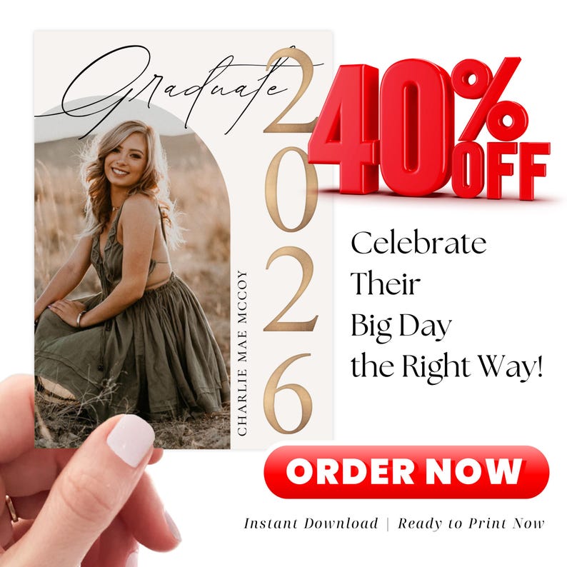 printable graduation card set with photo and editable text