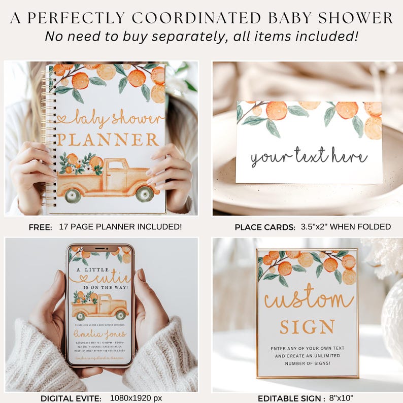 Editable Little Cutie Baby Shower Bundle