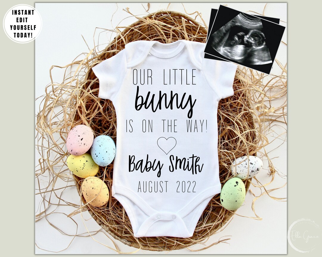 Editable Easter Pregnancy Announcement, Digital Pregnancy Announcement, Social Media Easter Baby
