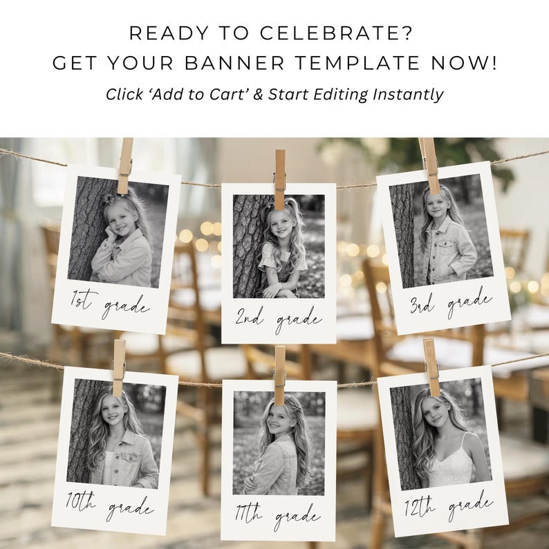 Graduation Photo Banner Template Preschool to Senior Year Timeline High ...