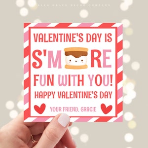 Smore Valentine Tag, Smores Valentines Day Cards, Smores Valentines Card For Kids, Smore Valentine Card, Smores Valentines Day Tag, Editable