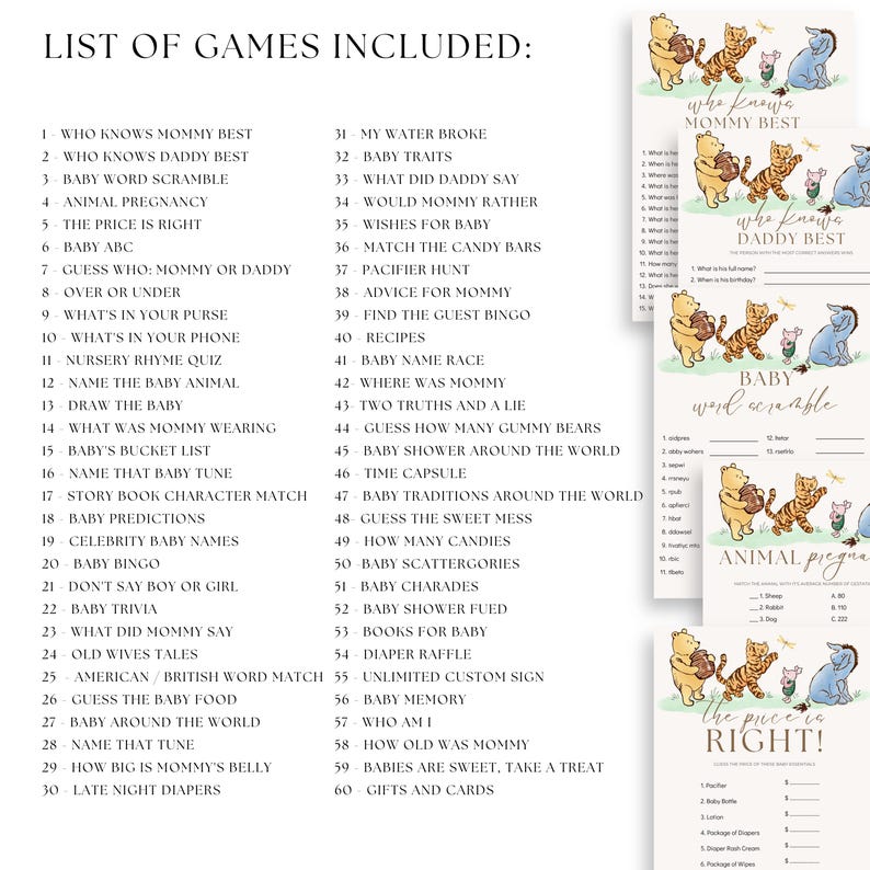 Editable Winnie The Pooh Classic Party Games