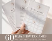 Neutral Baby Shower Game Bundle Printable Beige Balloon Gender Neutral Shower Games Minimal Modern Activity Pack