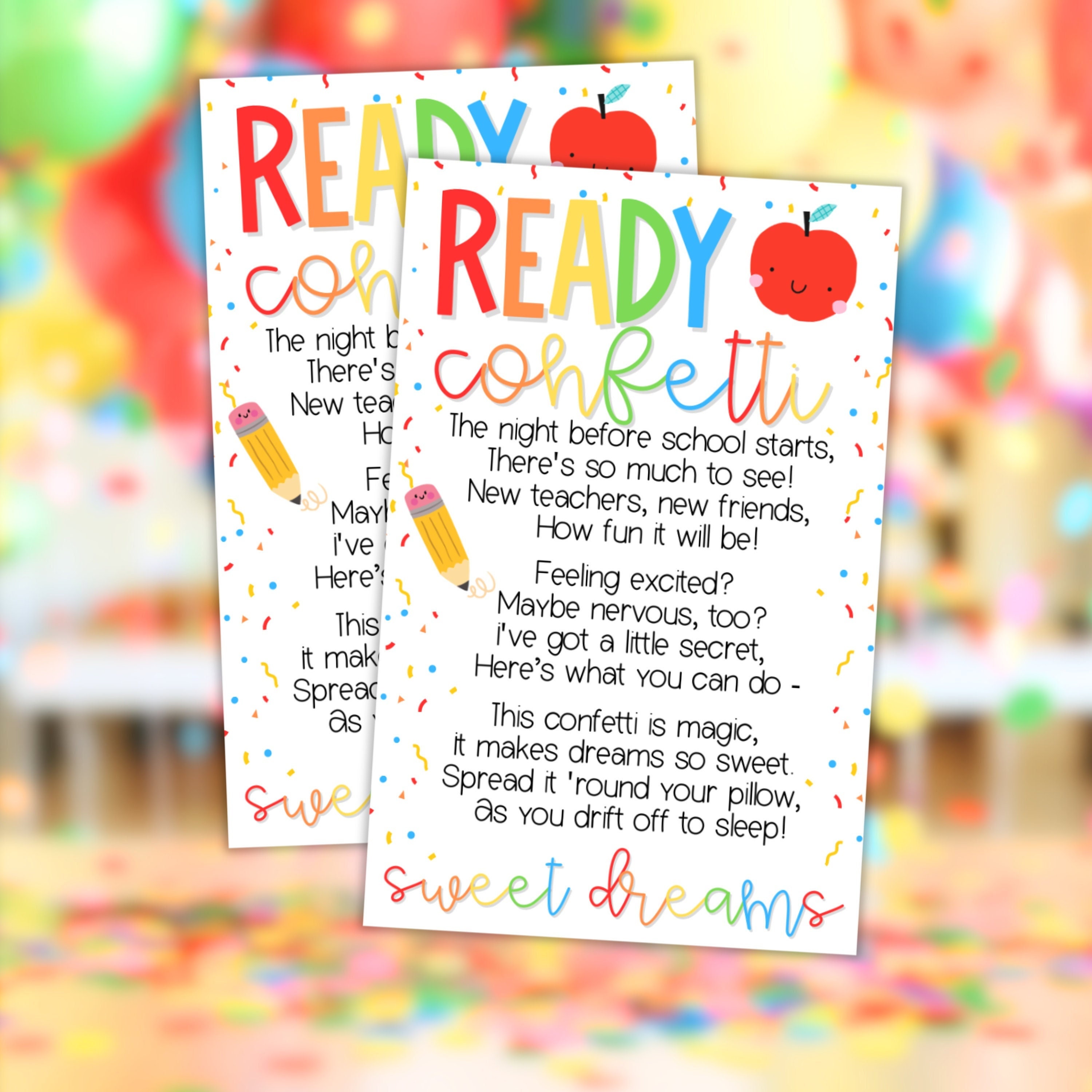 Ready Confetti For School, Ready Confetti For Kindergarten, Ready Confetti Back To School, Ready Confetti Printable