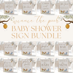 Editable, Winnie The Pooh Baby Shower Sign,  Winnie The Pooh Baby Shower Welcome Sign, Winnie The Pooh Baby Shower Decorations, Vintage