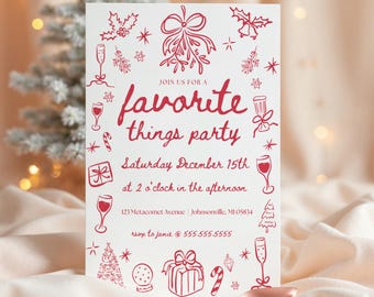 Christmas Favorite Things Invitation Favorite Things Christmas Party Invitation Holiday Gifts Exchange Party Christmas Gift Exchange