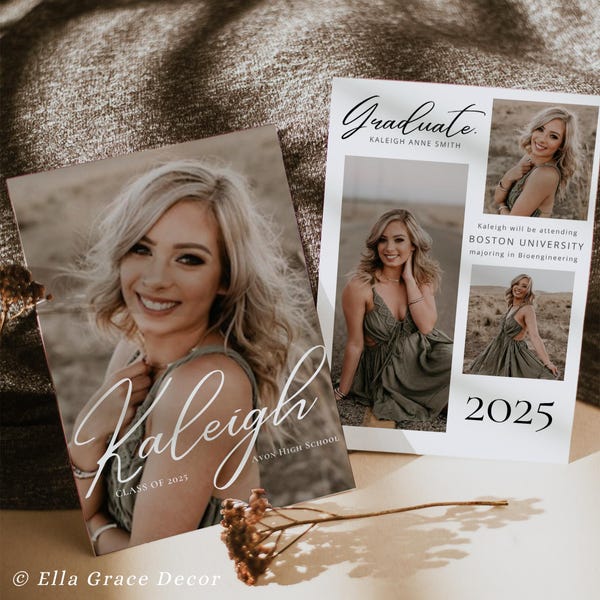 Editable Graduation Announcement, Class of 2023 Senior Card for Photographers, Graduation Announcement Template, Minimalist Template