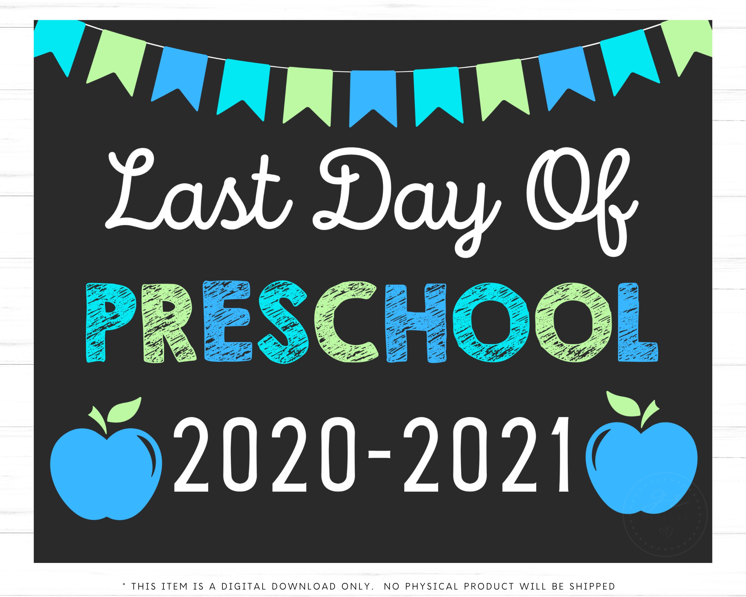 Last Day of Preschool Sign Last Day of School Sign Preschool Etsy