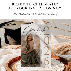 instant download graduation invitation with editable fields