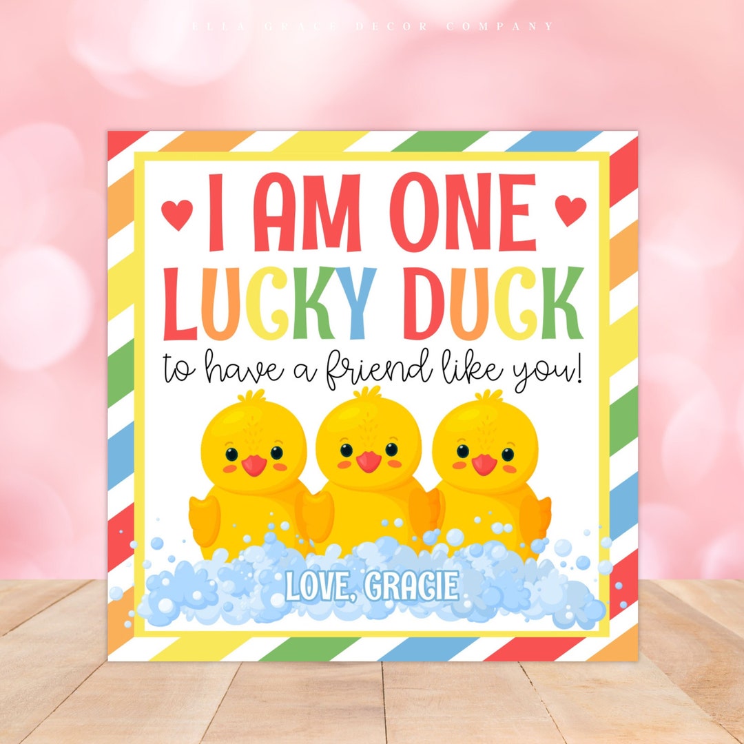 Rubber Duck Valentine Printable Duck Valentine Printable Duck Valentines Day Tag Lucky Duck