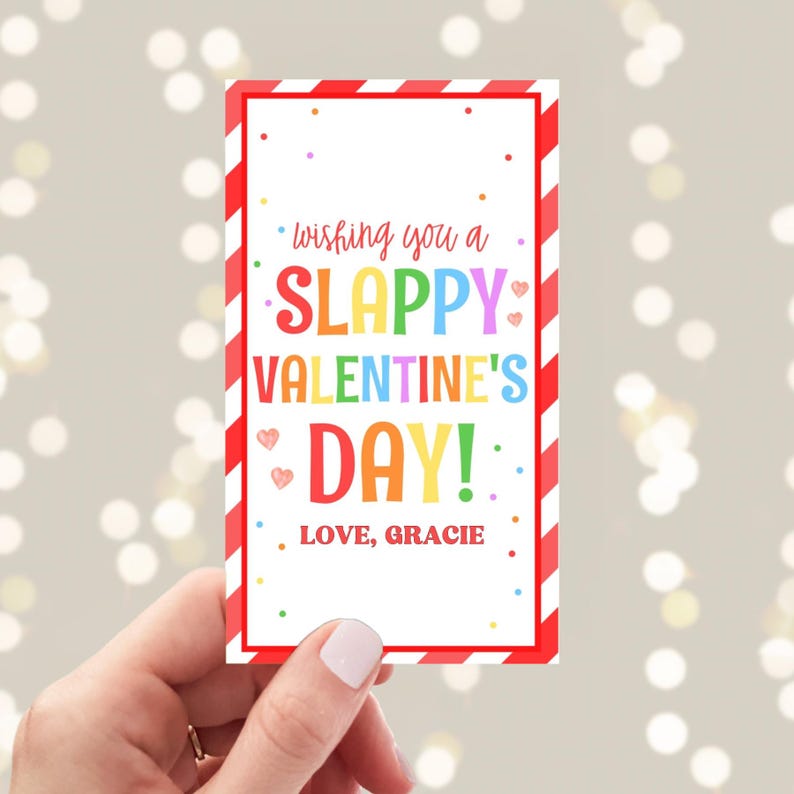Editable Slap Bracelet Valentine's Day Gift Tag