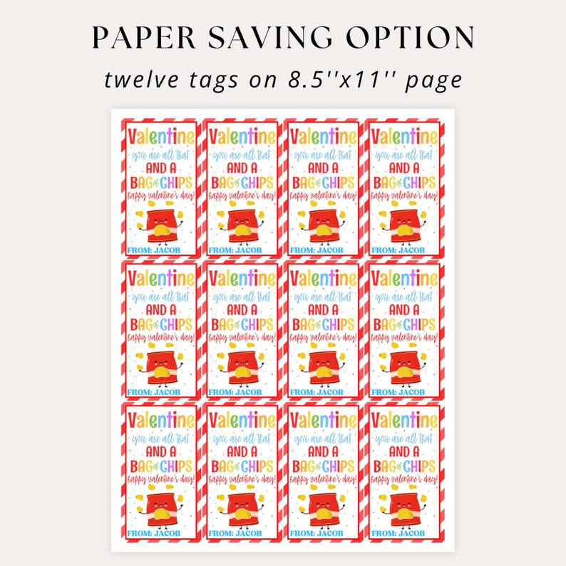twelve tags per page on letter size paper