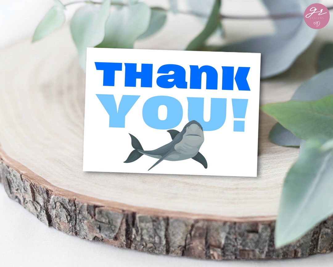 Shark Thank You Card, Instant Download, Printable Shark Thank You Card ...